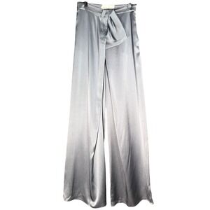 Alberta Ferretti Blue Satin Wide Leg Pants Women's US 4 IT 40